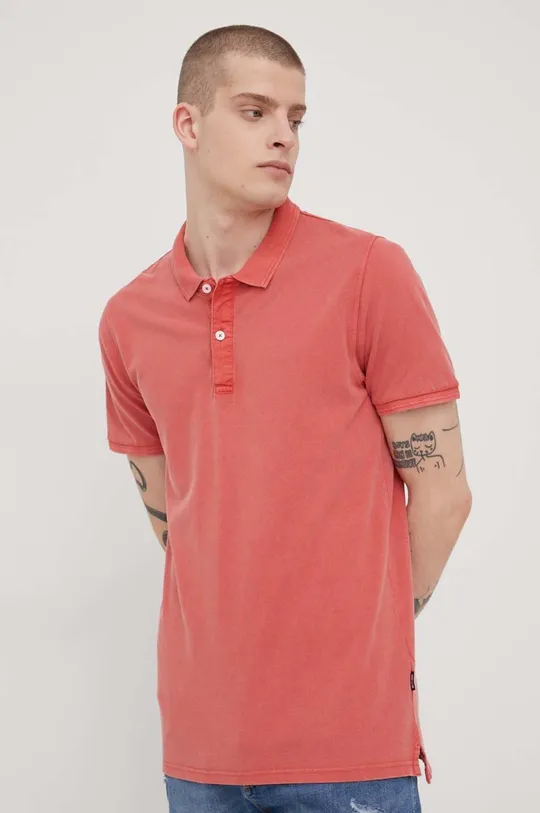 Βαμβακερό μπλουζάκι πόλο Only & Sons κόκκινο