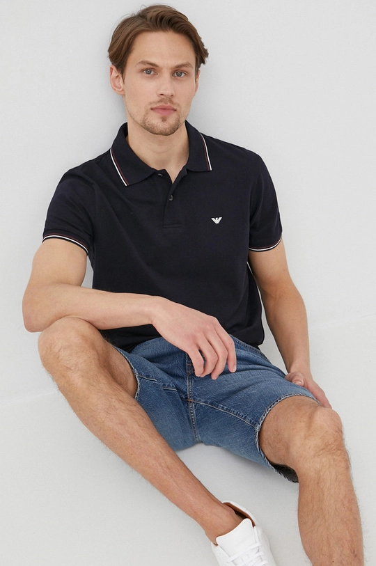 Polo tričko Emporio Armani tmavomodrá