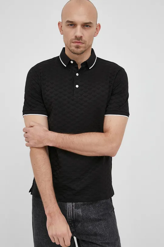 czarny Emporio Armani polo bawełniane Męski