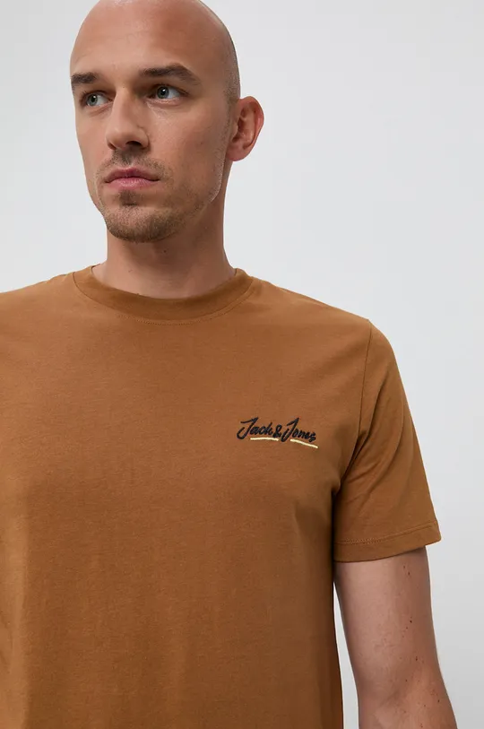 brązowy Jack & Jones T-shirt bawełniany