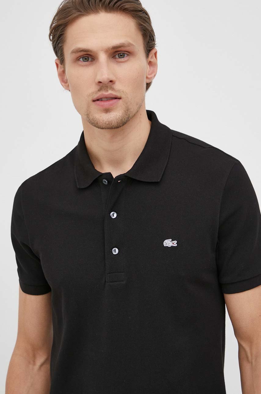 czarny Lacoste polo bawełniane PH4014. Męski