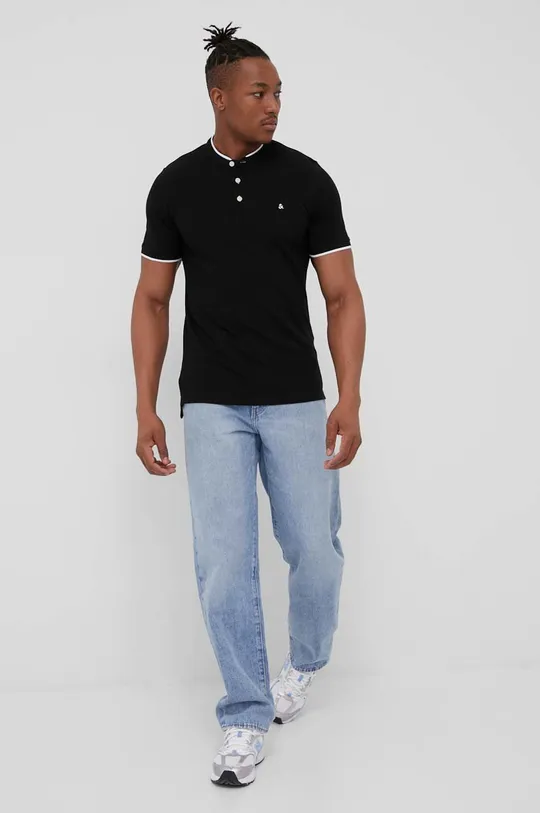 Jack & Jones polo bawełniane czarny