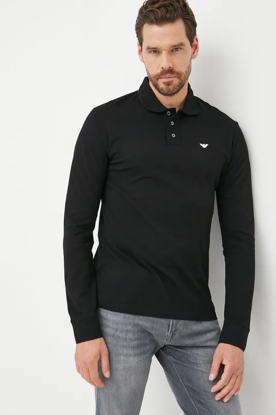 μαύρο Βαμβακερή μπλούζα με μακριά μανίκια Emporio Armani Ανδρικά