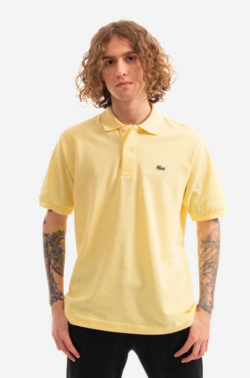 żółty Lacoste polo bawełniane L1212 HLL Męski