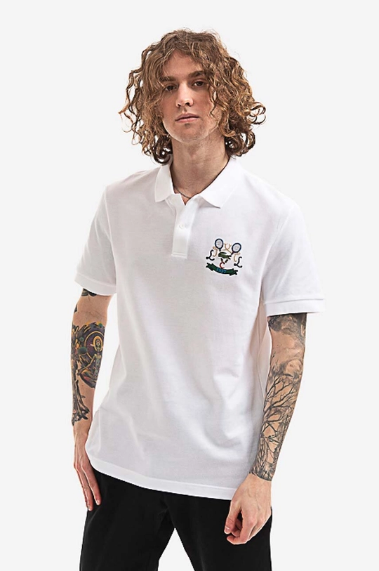 bílá Bavlněné polo tričko Lacoste PH2097 001 Pánský