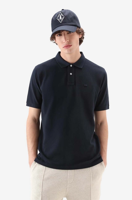 navy Woolrich cotton polo shirt