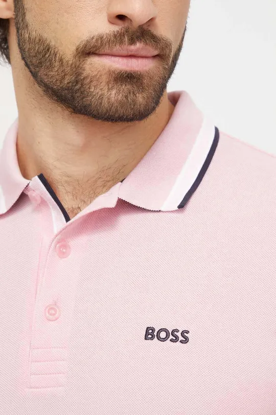 ροζ Βαμβακερό μπλουζάκι πόλο Boss Green
