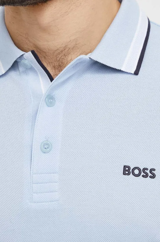 μπλε Βαμβακερό μπλουζάκι πόλο Boss Green