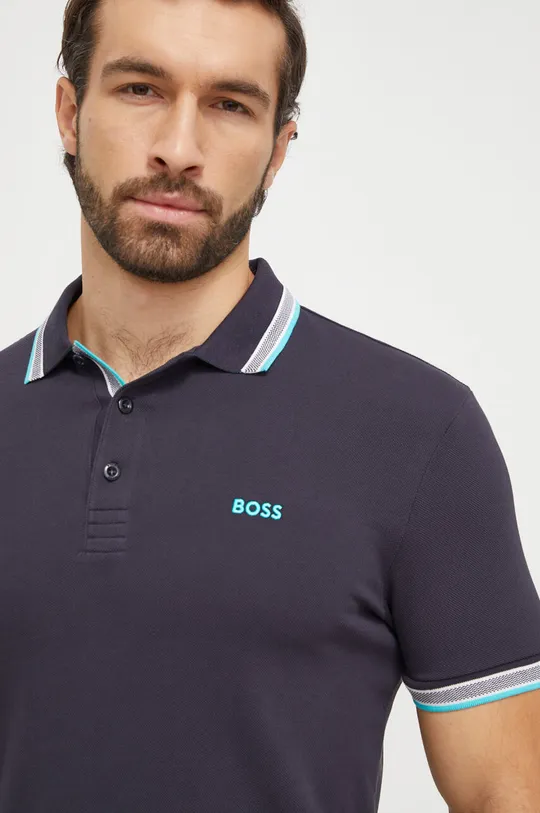 mornarsko plava Pamučna polo majica Boss Green Muški