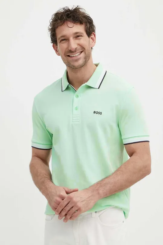 zielony Boss Green polo bawełniane