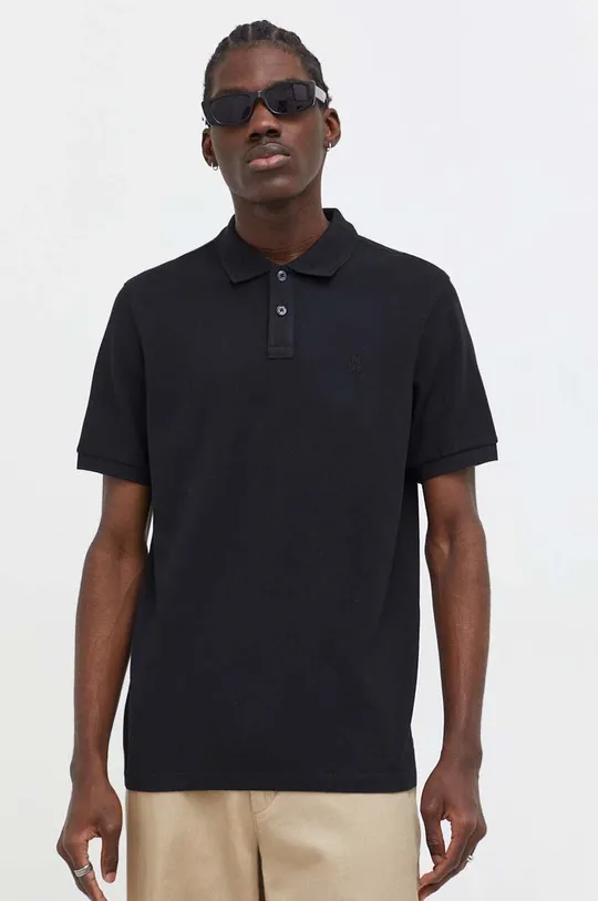 μαύρο Βαμβακερό μπλουζάκι πόλο Marc O'Polo Ανδρικά