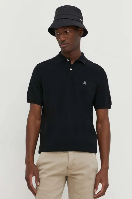 μαύρο Βαμβακερό μπλουζάκι πόλο Marc O'Polo Ανδρικά
