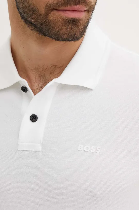 λευκό Βαμβακερό μπλουζάκι πόλο Boss Orange