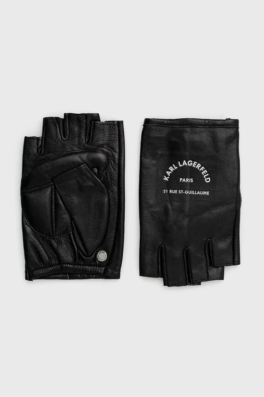 čierna Kožené rukavice bez prstov Karl Lagerfeld Dámsky