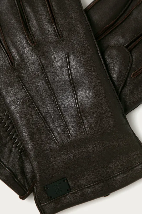 Strellson - Rękawiczki skórzane brązowy