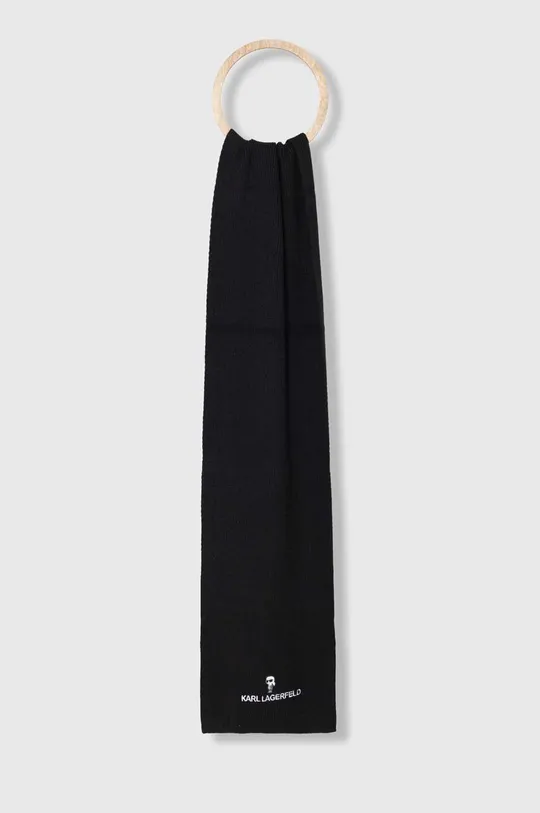 czarny Karl Lagerfeld szalik z domieszką wełny Damski