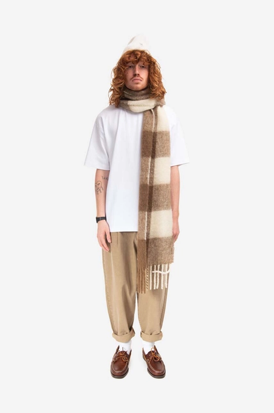 Drôle de Monsieur wool scarf SF101 BEIGE  28% Mohair, 28% Alpaca, 24% Lambswool, 20% Polyamide