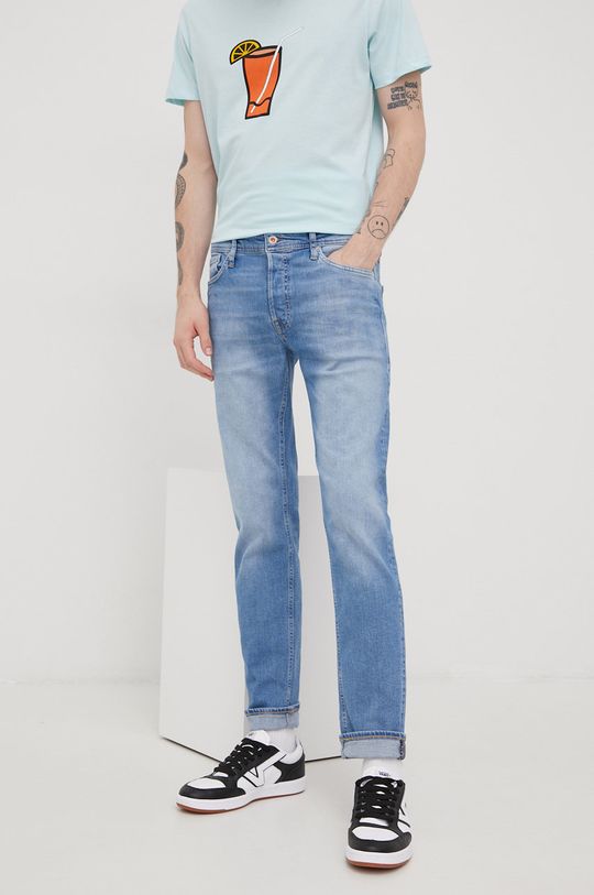 niebieski Jack & Jones jeansy Męski