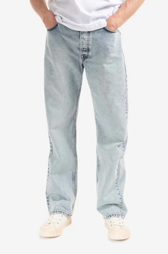 niebieski Wood Wood jeansy bawełniane Al Rigid Denim Straight Fit Męski