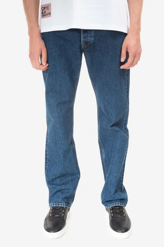 albastru Wood Wood jeans din bumbac Al Rigid Denim Straight Fit De bărbați