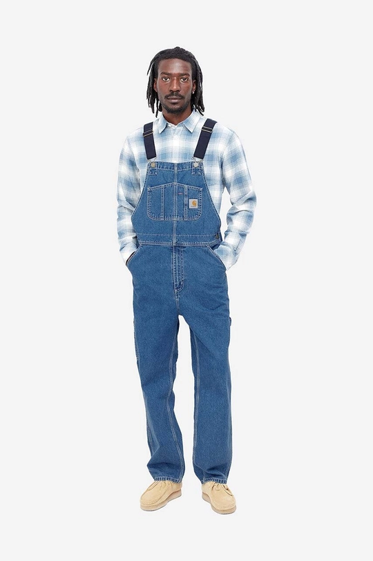 modrá Bavlnené nohavice na traky Carhartt WIP Bib Overall Pánsky