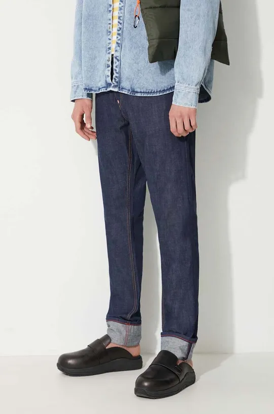 granatowy Evisu jeansy