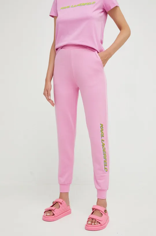 ροζ Βαμβακερό παντελόνι Karl Lagerfeld Γυναικεία