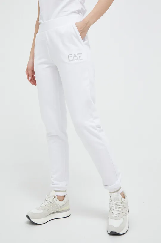 λευκό Παντελόνι φόρμας EA7 Emporio Armani Γυναικεία