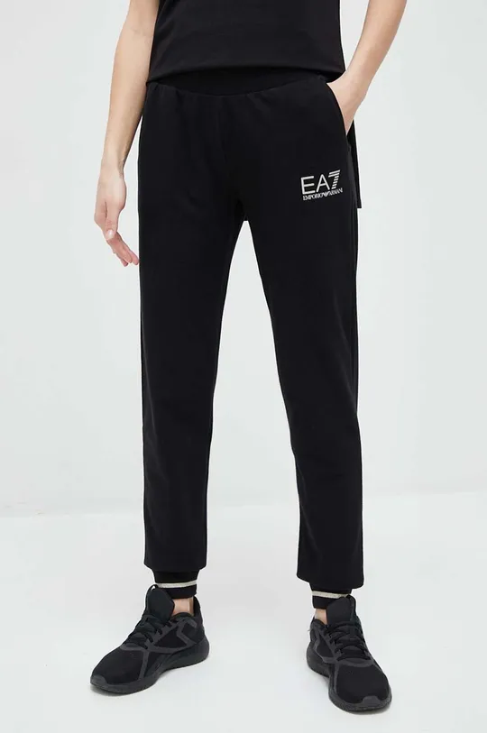czarny EA7 Emporio Armani spodnie dresowe Damski