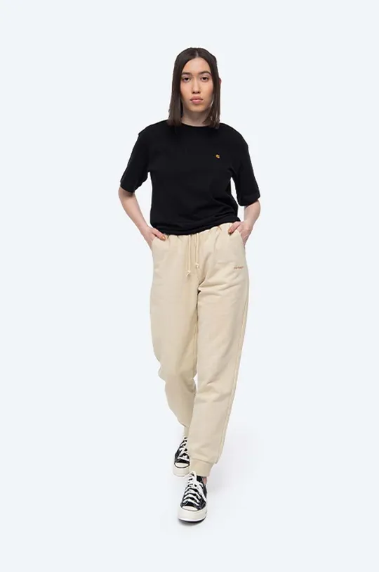 Carhartt WIP pantaloni de trening din bumbac Mosby Script Sweat maro