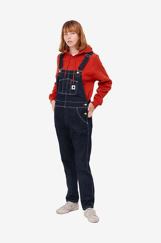 viacfarebná Rifľové nohavice na traky Carhartt WIP W Bib Overall I028638 BLUE STONE Dámsky