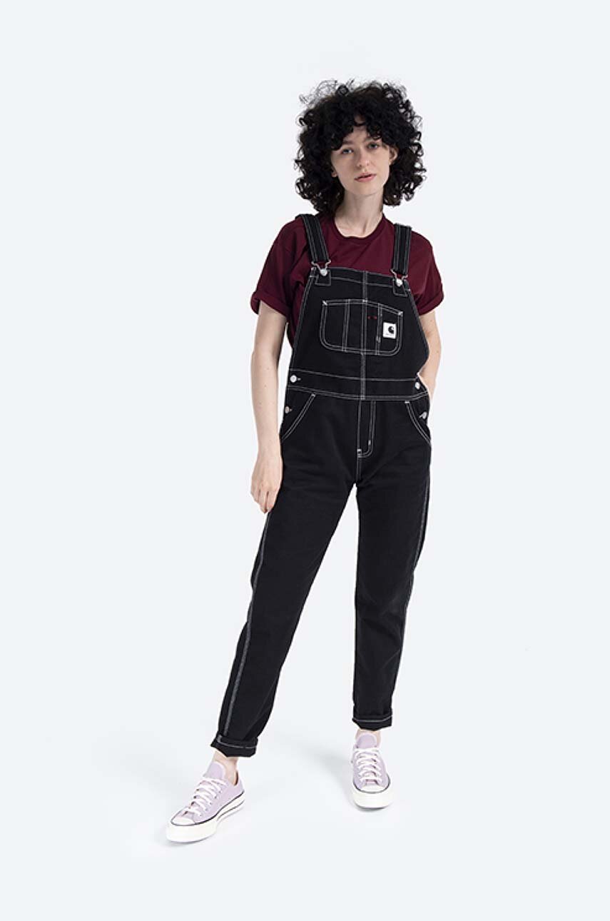 czarny Carhartt WIP ogrodniczki jeansowe W Bib Overall Damski