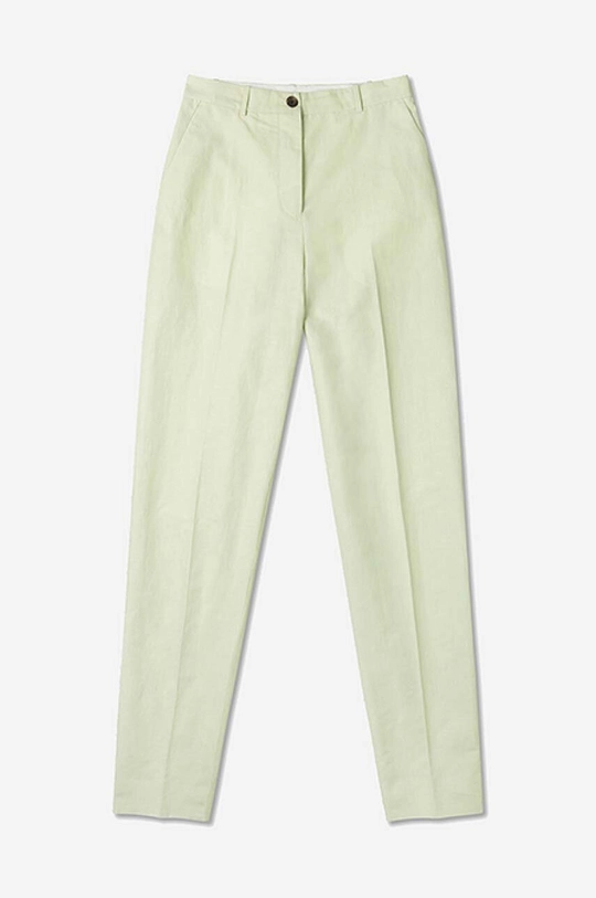 Kalhoty s příměsí lnu Wood Wood Courtney Mini Stripe Trousers 12211600-5291 PASTEL GREEN  66 % Bavlna, 34 % Len