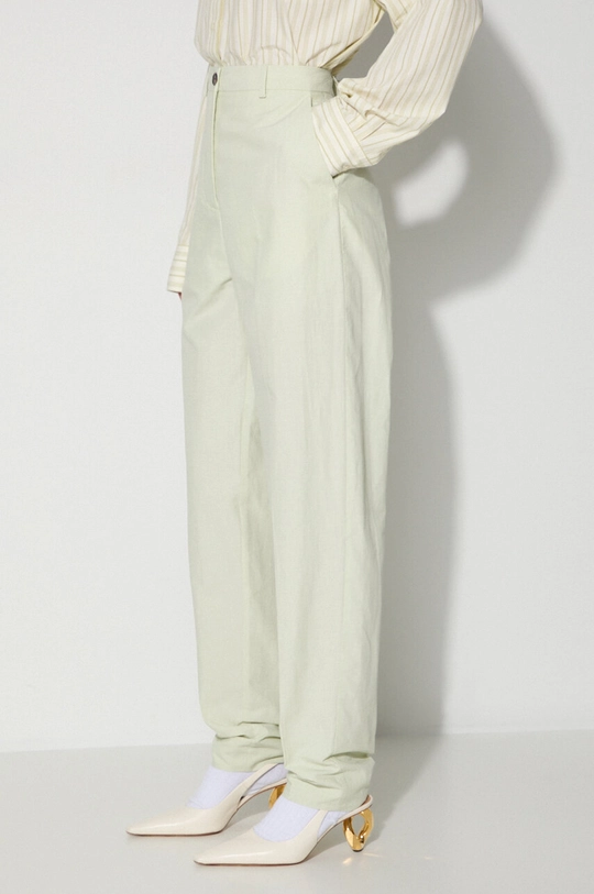 Wood Wood pantaloni in lino misto Courtney Mini Stripe Trousers verde 12211600.5291