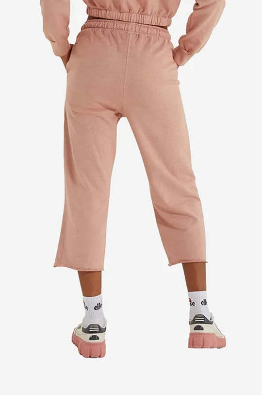 Βαμβακερό παντελόνι Ellesse Taran Cropped Jog ροζ