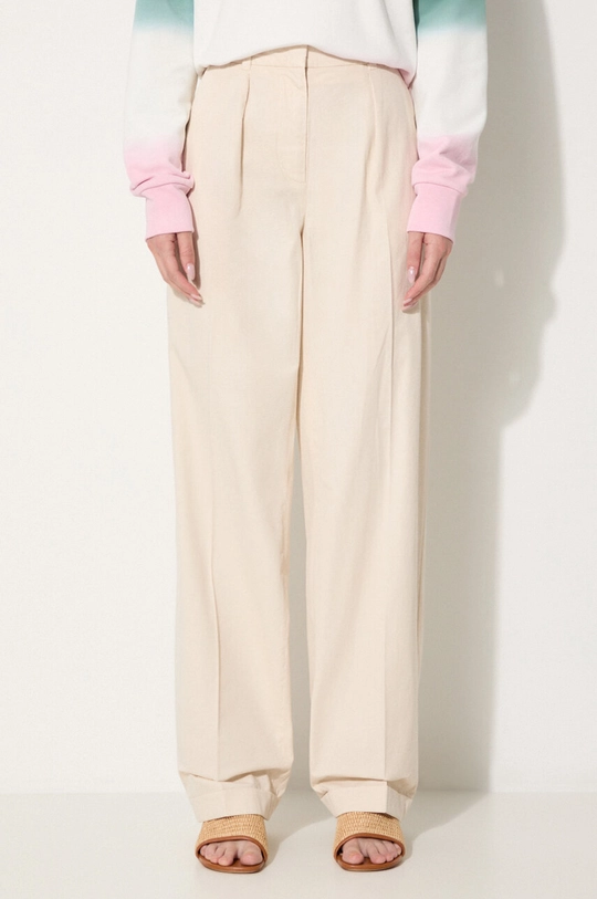 A.P.C. pantaloni de bumbac Grand Pantal Camila uni bej COEPY.F08401