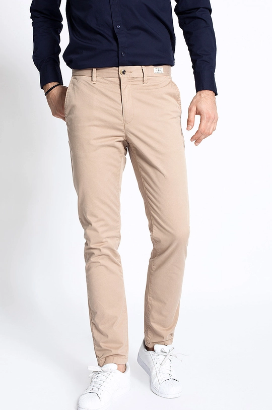 béžová Tommy Hilfiger - Nohavice Denton Chino Org Str Twill Pánsky