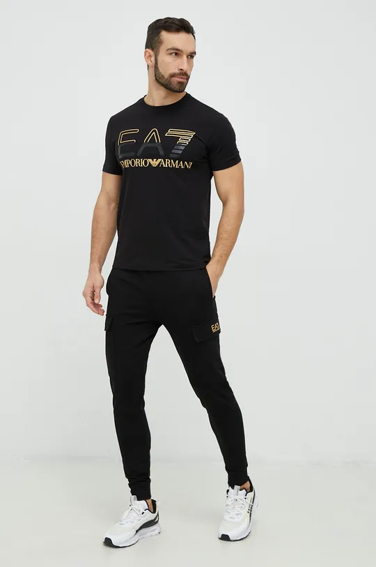Бавовняні спортивні штани EA7 Emporio Armani чорний
