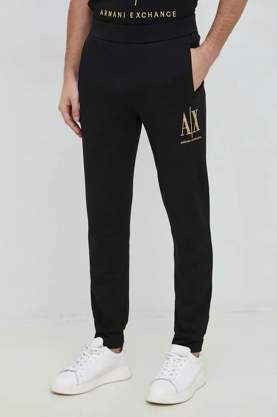 чёрный Хлопковые спортивные штаны Armani Exchange Мужской