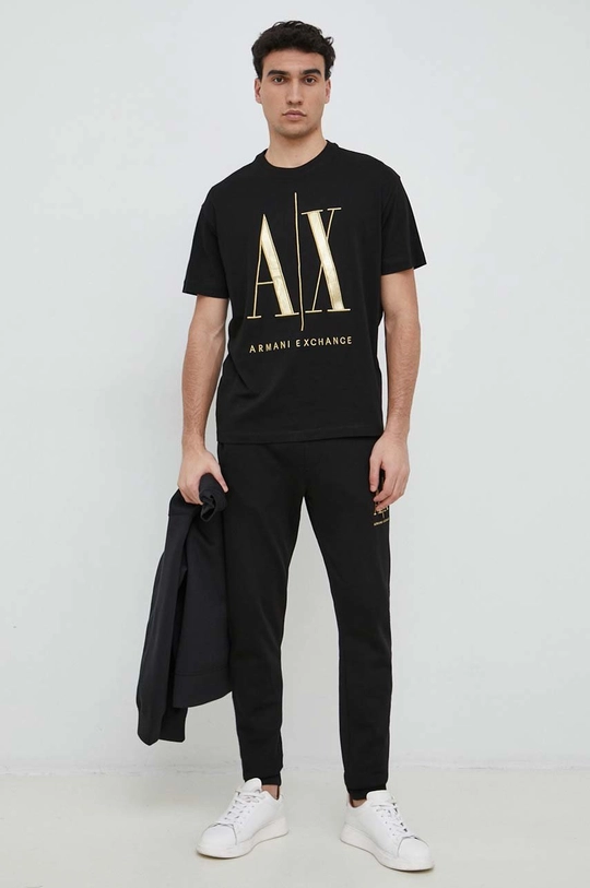 Armani Exchange pantaloni da jogging in cotone nero