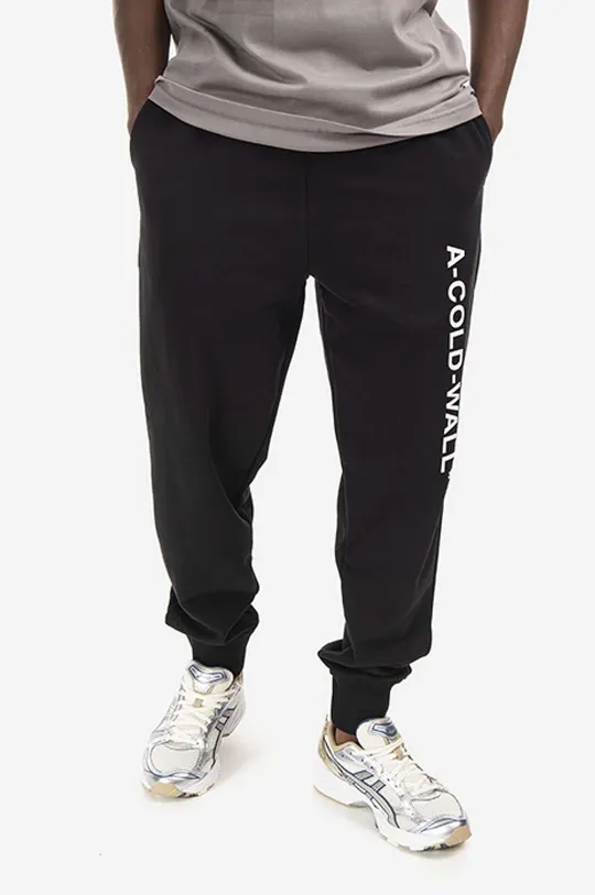 чёрный Хлопковые спортивные штаны A-COLD-WALL* Essential Logo Sweatpants Мужской