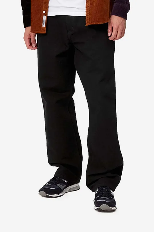negru Carhartt WIP pantaloni de bumbac Single Knee Pant De bărbați
