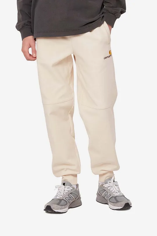 beżowy Carhartt WIP spodnie dresowe American Script Jogging Pant Męski