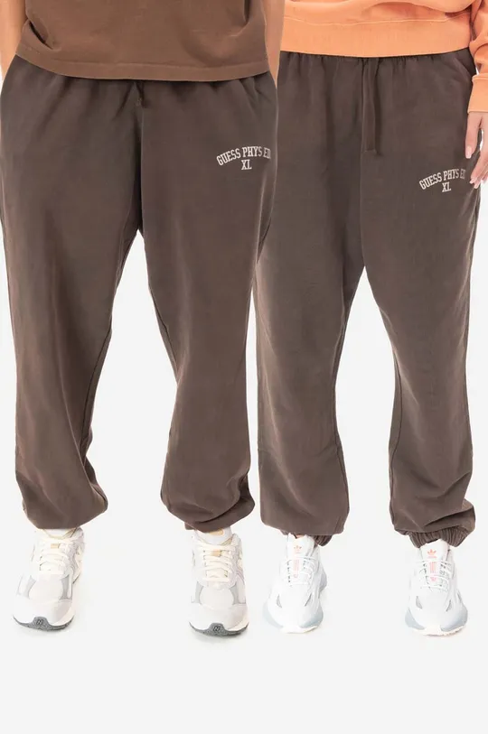 hnedá Bavlnené tepláky Guess Gusa Washed Terry Sweatpant Pánsky