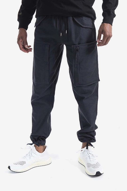 black Maharishi cotton trousers U.S. Air Helicopter Trackpants Men’s