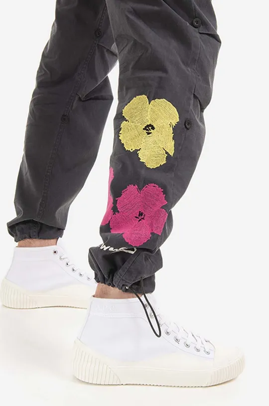 μαύρο Βαμβακερό παντελόνι Maharishi Warhol Flowers Snopants