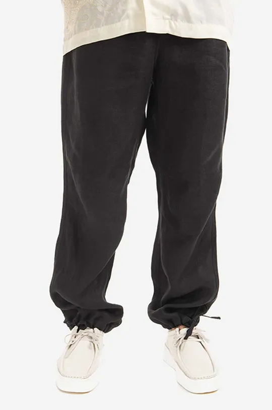 negru Maharishi pantaloni de bumbac Original Dragon Trackpants De bărbați