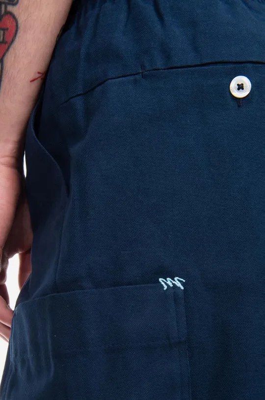 modrá Bavlnené nohavice Drôle de Monsieur Le Pantalon Signature Cargo BP123 NAVY