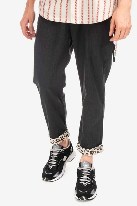 чорний Бавовняні штани CLOT Spodnie Clot Roll Up Chino CLPTS50005-BLACK Чоловічий