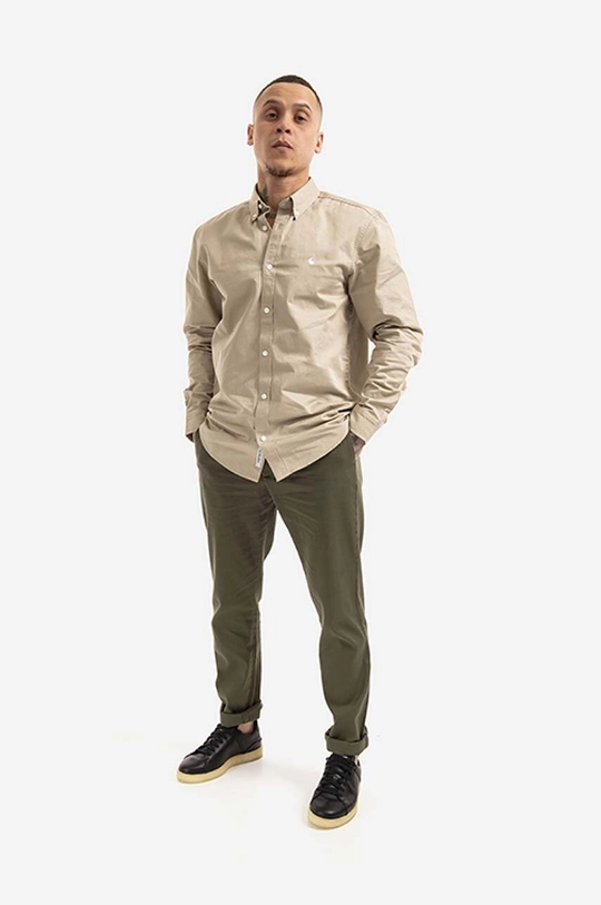 Hlače Norse Projects Aros Slim Light Stretch zelena